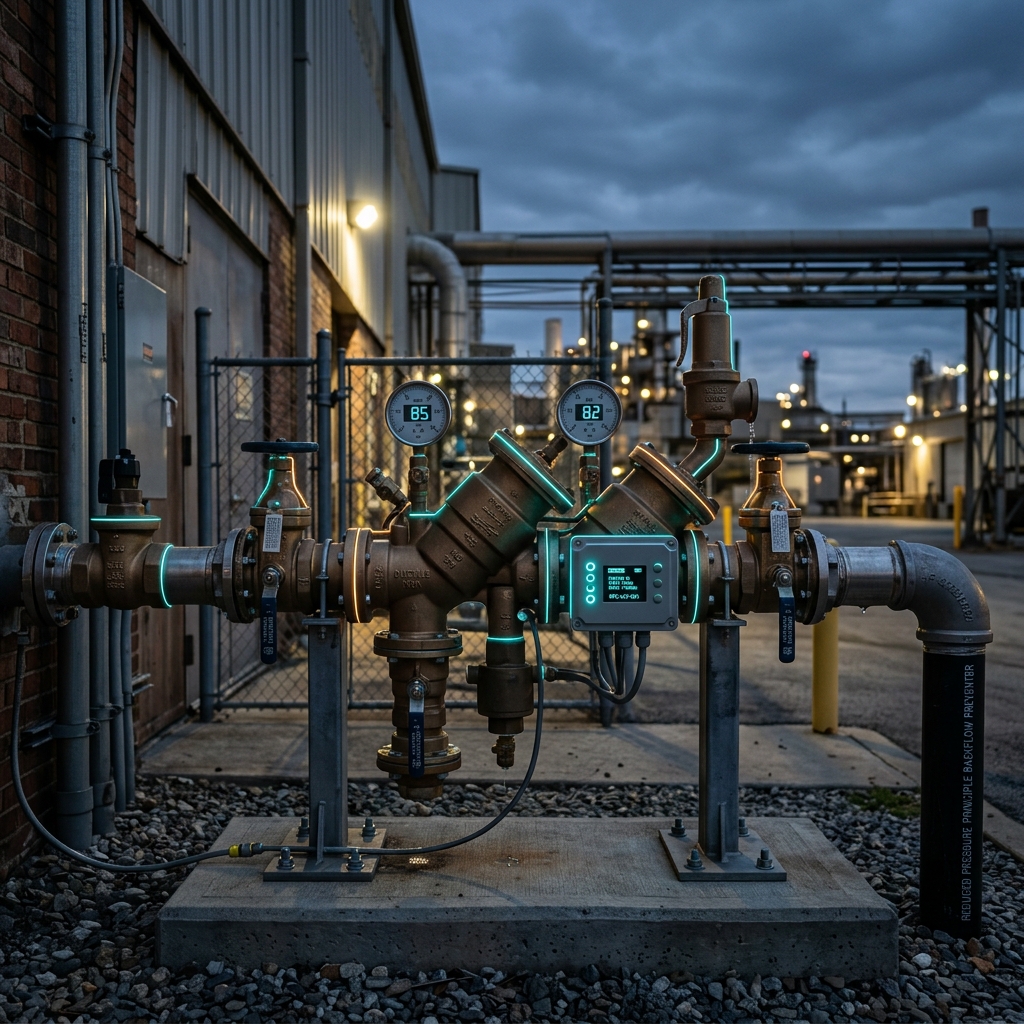 Industrial backflow preventer outside
