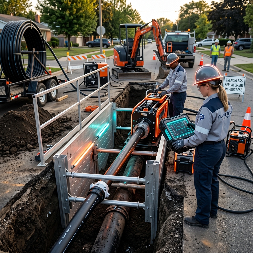 Trenchless HDPE pipe replacement outside