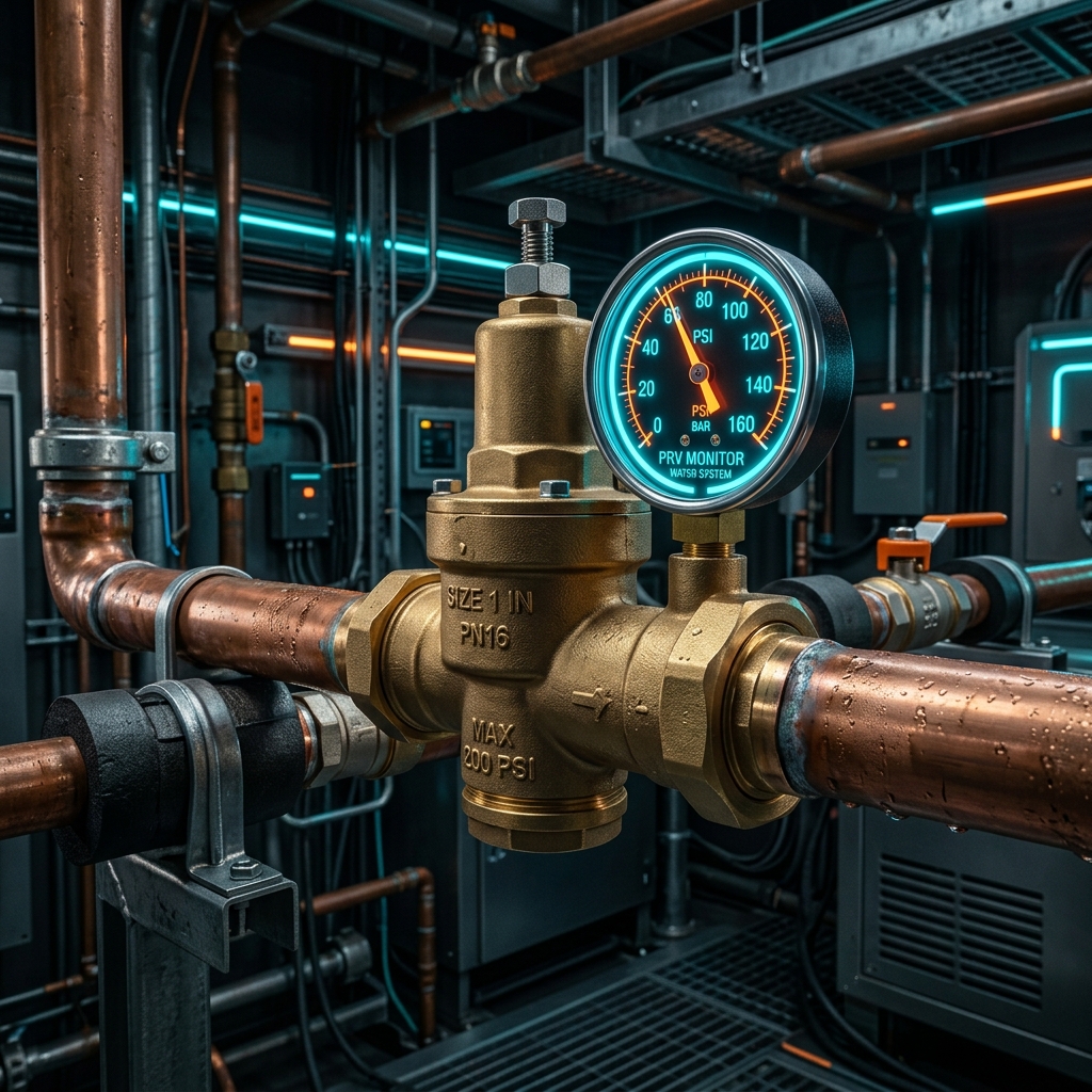 Brass PRV valve on copper pipe